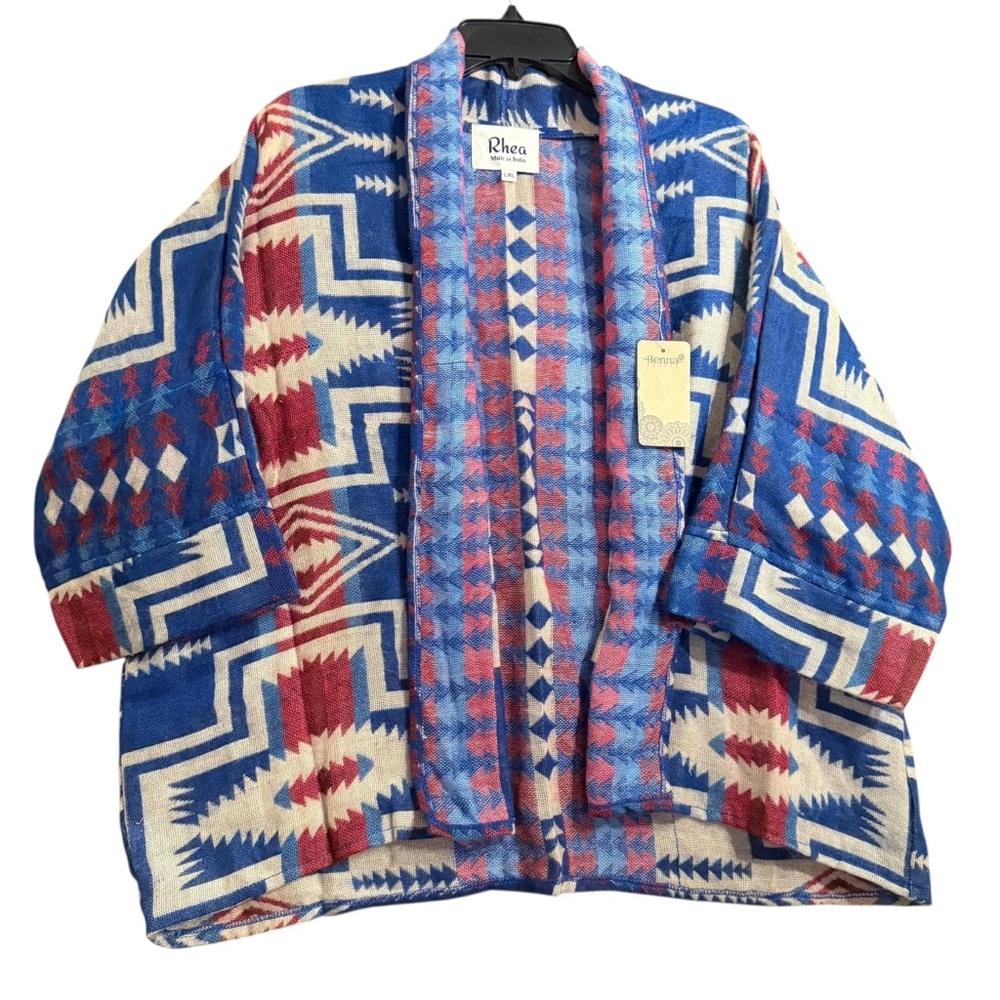 NWT Santa Fe/Aztec Rhea Southwest Light Open Front Jacket/Cardigan L/XL
